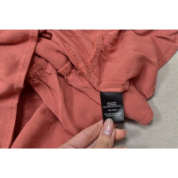 Torrid Plus Size 1 Rose Coral Button Front Peplum Cami Top Smocked Back Rayon - Picture 7 of 8